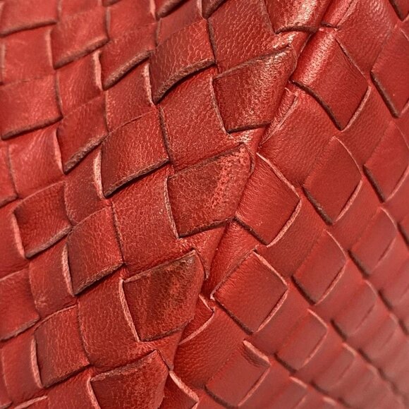 Auth BOTTEGA VENETA Intrecciato 225166 Red Leather Tote Bag - Picture 5 of 16